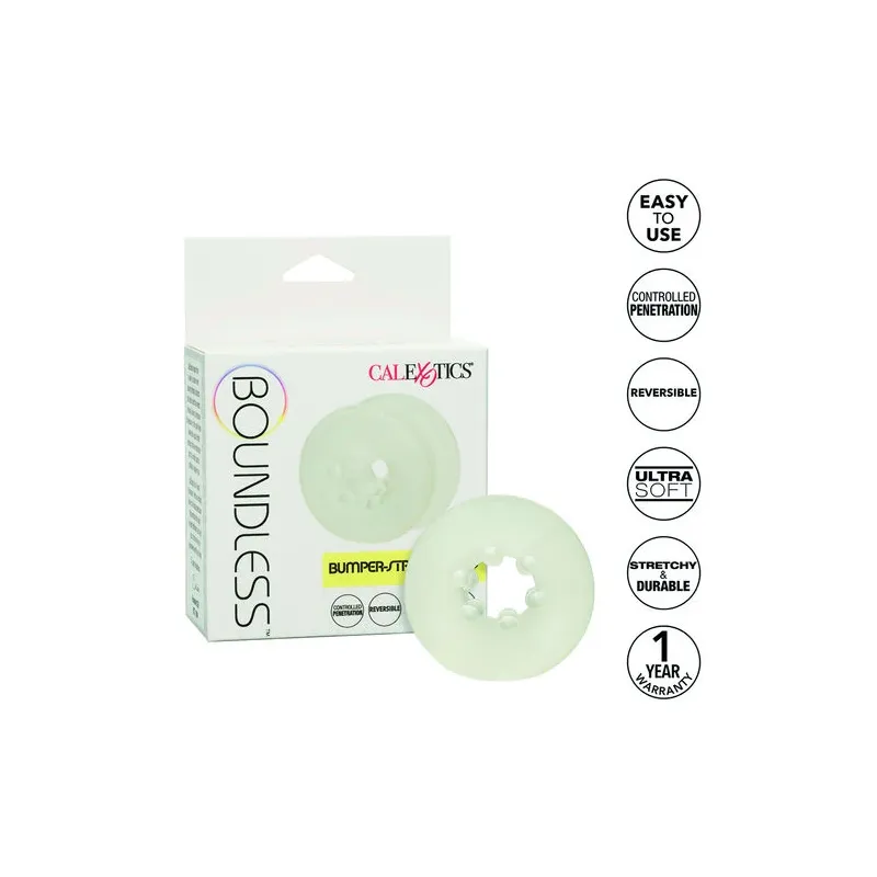 CalExotics Boundless Bague Bumper-Stroker en silicone sans phtalates, anneau de retenue réversible à double texture pour contrôl
