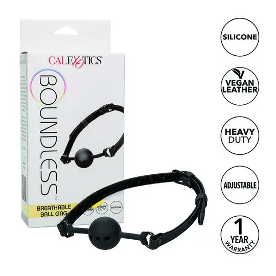 Bâillon boule respirant CalExotics en silicone noir double rembourrage boucle réglable