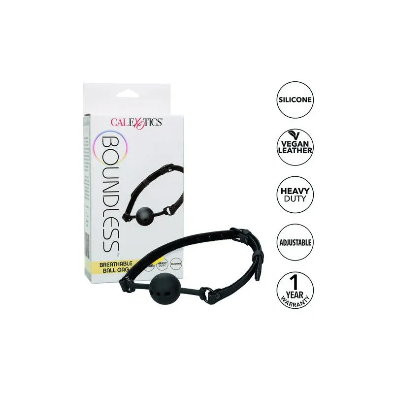 CalExotics breathing ball gag black silicone double padding adjustable buckle
