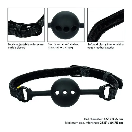CalExotics breathing ball gag black silicone double padding adjustable buckle