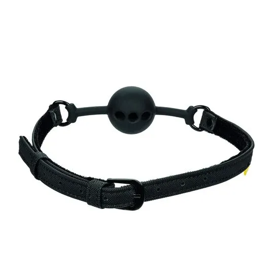Bavaglio a palla respirante CalExotics silicone nero doppio imbottitura fibbia regolabile