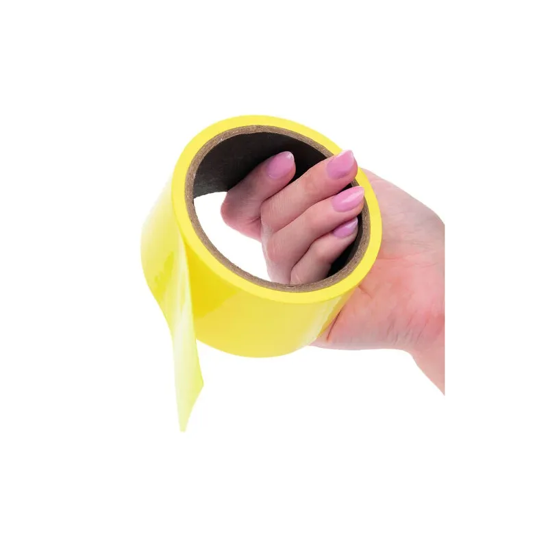 Selbstklebendes Bondageband gelb von CALEXOTICS, 18 Meter lang, wiederverwendbar und hautverträglich.