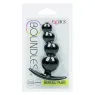 Bouchon de perles graduées CalExotics en silicone noir sur fond blanc, plug anal progressif