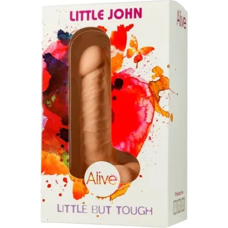 Gode réaliste couleur chair avec ventouse, marque ALIVE, Little John 14,6 cm, PVC étanche