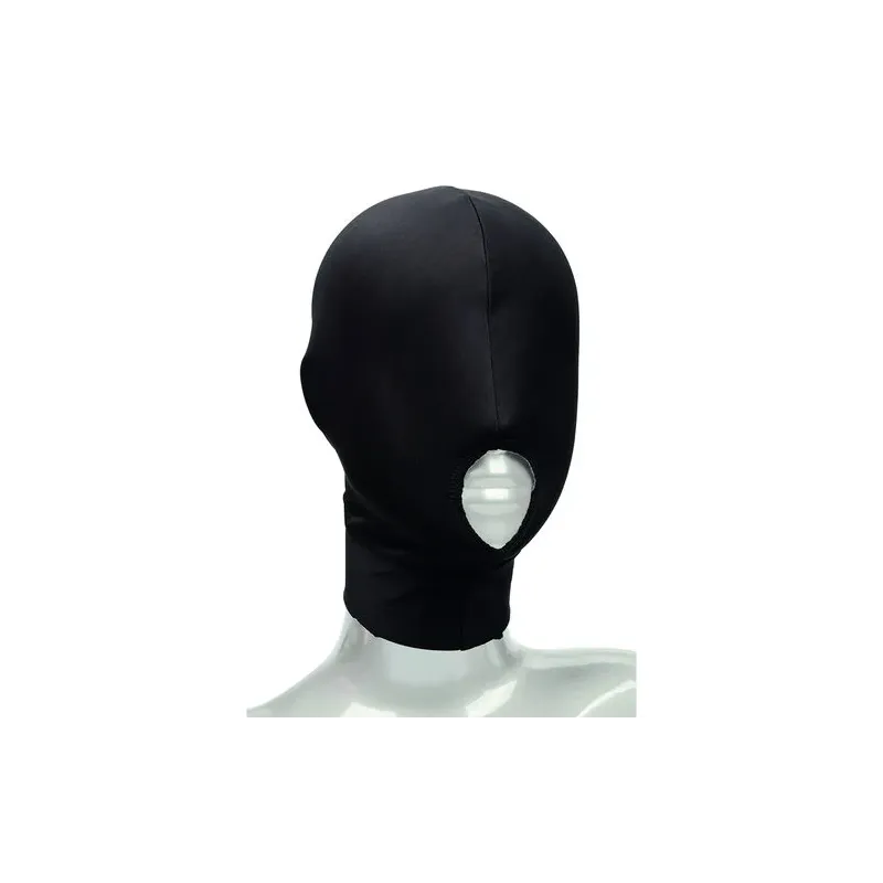 Capucha de privación sensorial CALEXOTICS Boundless negra con boca abierta de tela transpirable