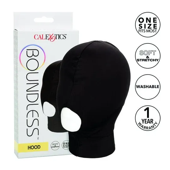 Capuche de privation sensorielle CALEXOTICS Boundless Capot noire bouche ouverte en tissu respirant