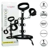 Collier de retenue en cuir végétalien noir CalExotics avec poignets rembourrés réglables pour BDSM