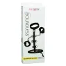 Collier de retenue en cuir végétalien noir CalExotics avec poignets rembourrés réglables pour BDSM