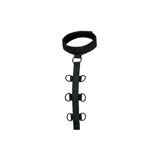 Collier de retenue en cuir végétalien noir CalExotics avec poignets rembourrés réglables pour BDSM