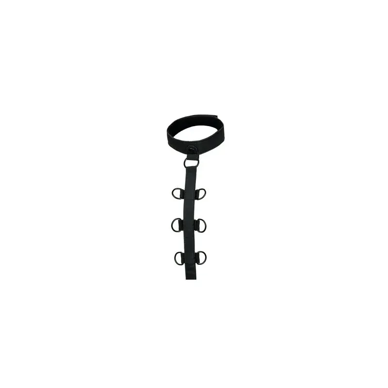 Collier de retenue en cuir végétalien noir CalExotics avec poignets rembourrés réglables pour BDSM