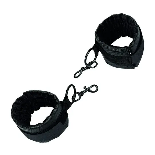 Collier de retenue en cuir végétalien noir CalExotics avec poignets rembourrés réglables pour BDSM