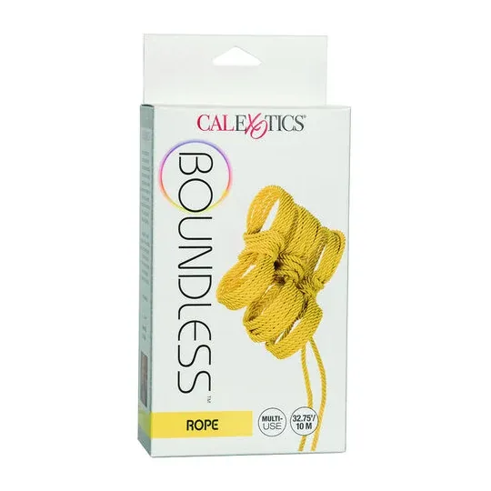 Cuerda bondage CalExotics Boundless amarilla 10 metros algodón poliéster para shibari" }, { "fr": "Corde jaune CalExotics Boundl