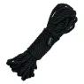 Corde bondage noire CalExotics de 10 mètres, en coton et polyester, avec capuchons métalliques pour jeux BDSM.