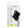 Corde bondage noire CalExotics de 10 mètres, en coton et polyester, avec capuchons métalliques pour jeux BDSM.