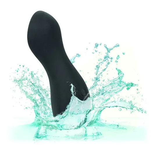 Masseur vibrant CalExotics Boundless Perfect Curve en silicone violet, forme conique incurvée, 10 fonctions, rechargeable USB