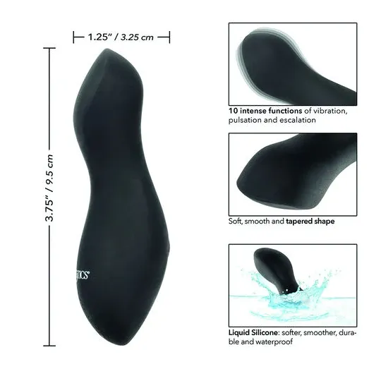 Masseur vibrant CalExotics Boundless Perfect Curve en silicone violet, forme conique incurvée, 10 fonctions, rechargeable USB