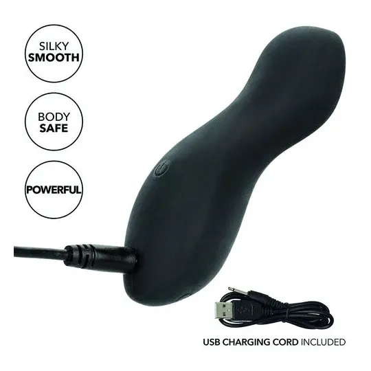 Masseur vibrant CalExotics Boundless Perfect Curve en silicone violet, forme conique incurvée, 10 fonctions, rechargeable USB