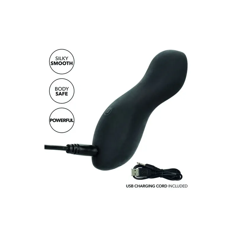 Masseur vibrant CalExotics Boundless Perfect Curve en silicone violet, forme conique incurvée, 10 fonctions, rechargeable USB