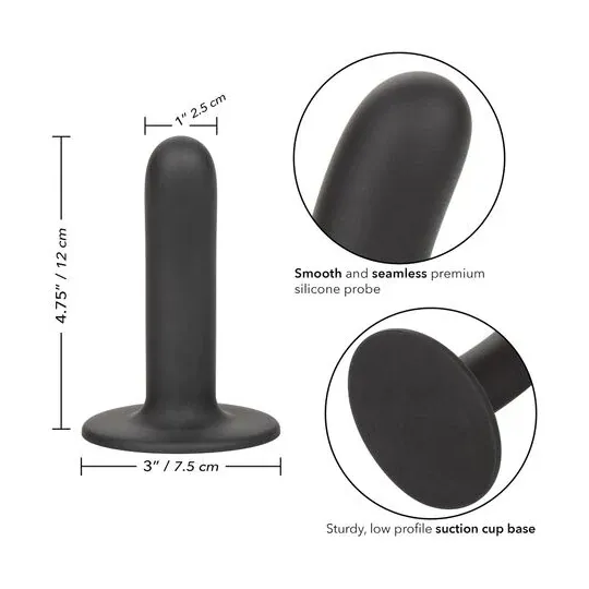 Smooth silicone dildo 12 cm by Calexotics, suction cup base harness compatible