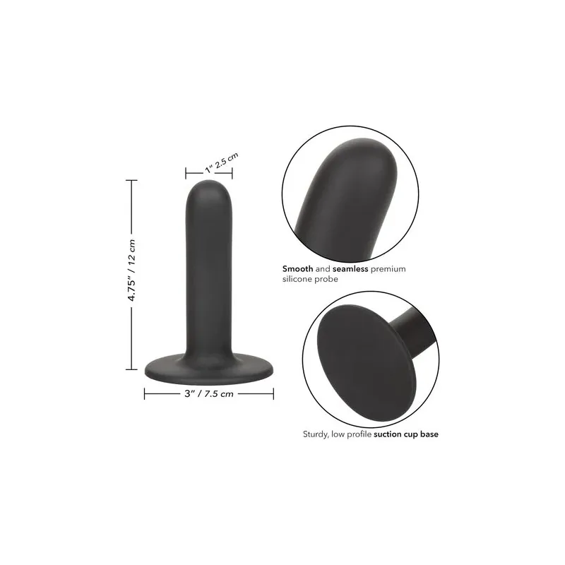 Smooth silicone dildo 12 cm by Calexotics, suction cup base harness compatible