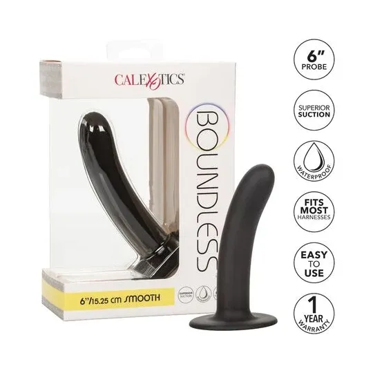 Godet en silicone Calexotics Boundless 15,3 cm courbé lisse avec ventouse et base compatible harnais