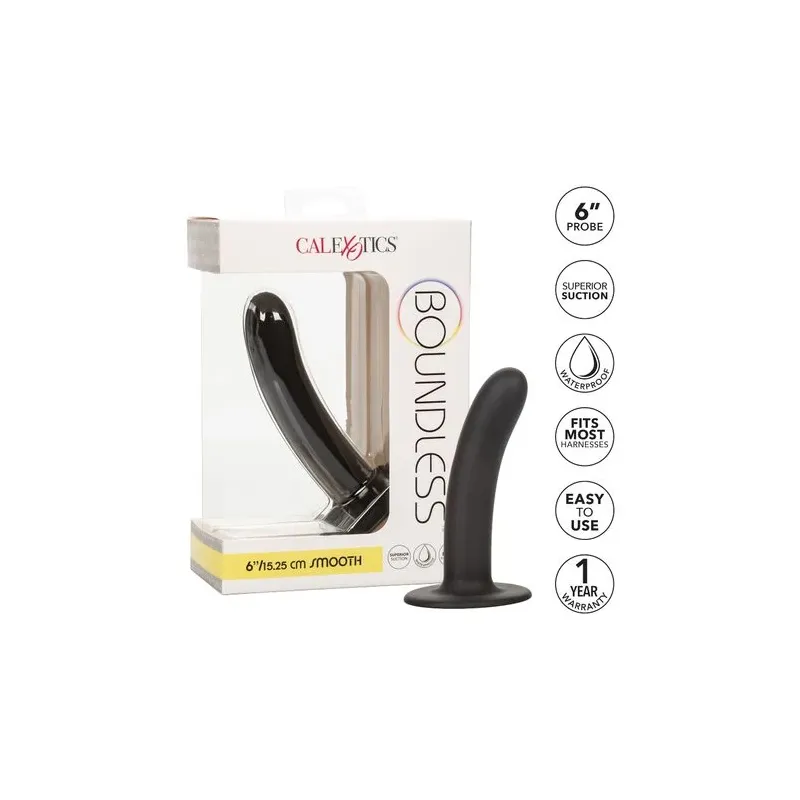 Godet en silicone Calexotics Boundless 15,3 cm courbé lisse avec ventouse et base compatible harnais