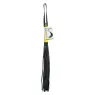 Flogger CalExotics en cuir végétalien noir avec poignée texturée et glands, accessoire BDSM pour caresses sensuelles.