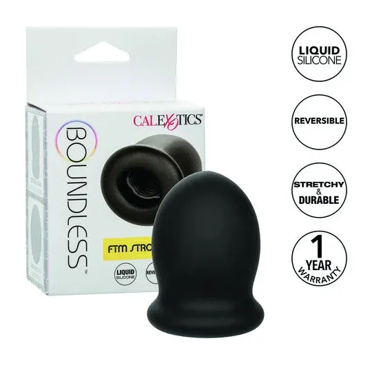 CalExotics Boundless masturbador reversible FTM 5cm de silicona líquida, superficie lisa y acanalada para doble placer