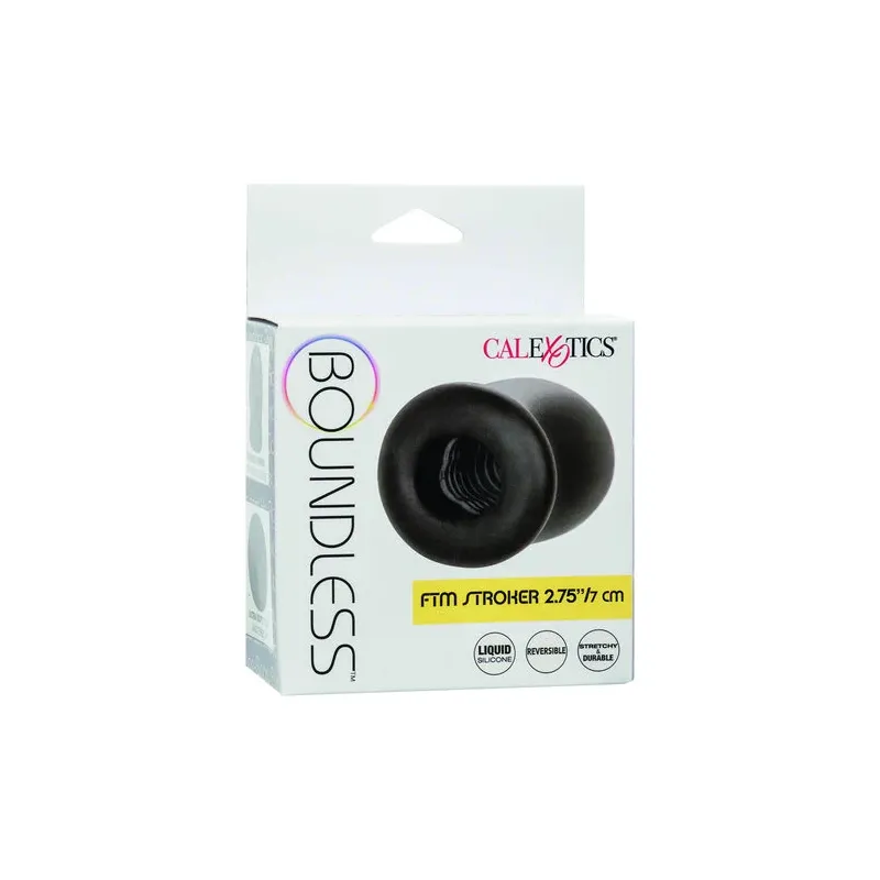 CalExotics Boundless FTM reversible stroker 7cm, liquid silicone, smooth and ribbed sides, suction effect