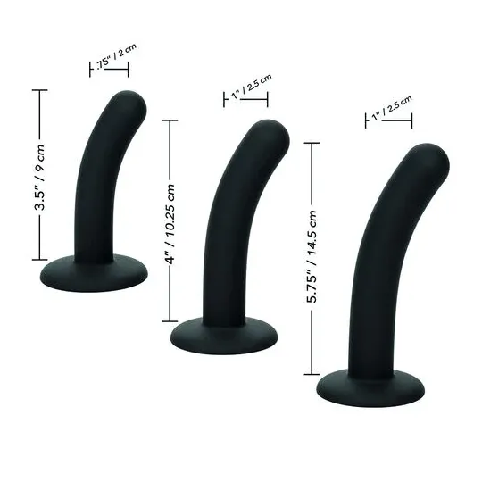 Kit de chevilement courbe en silicone CalExotics avec harnais ajustable et trois sondes incurvées pour stimulation variée