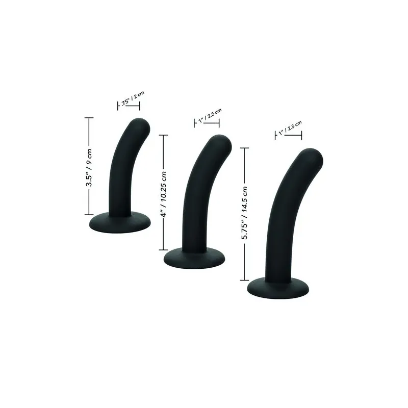 Kit di imbracatura curva in silicone CalExotics con cintura regolabile e tre sonde curve per stimolazione varia