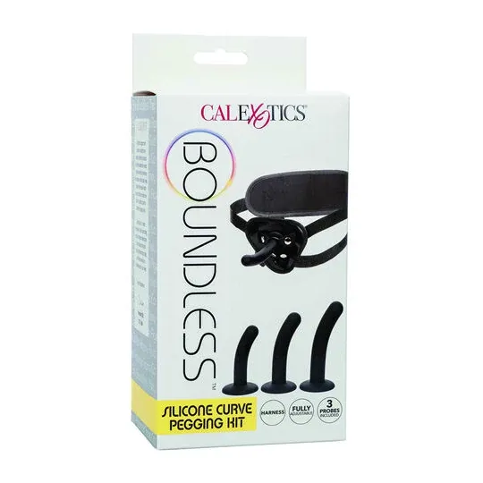CalExotics Silikon Kurven Harness Set mit verstellbarem Gurt und drei gebogenen Sonden für abwechslungsreiche Stimulation