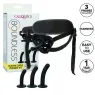 CalExotics curved silicone strap-on kit with adjustable harness and three curved probes for varied stimulation