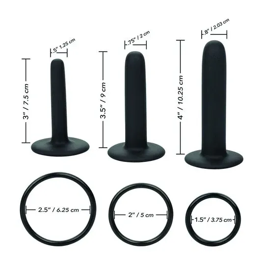 Kit de chevilles en silicone CalExotics avec trois sondes progressives et harnais ajustable, pour une exploration intime en douc
