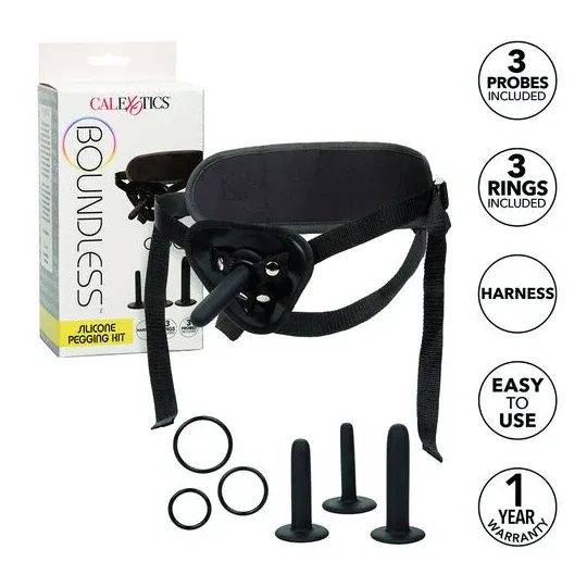 Kit de chevilles en silicone CalExotics avec trois sondes progressives et harnais ajustable, pour une exploration intime en douc