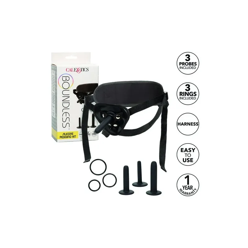 Kit de chevilles en silicone CalExotics avec trois sondes progressives et harnais ajustable, pour une exploration intime en douc