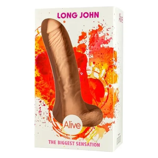 Dildo realistico ALIVE Long John 21,8 cm con ventosa, colore pelle, vene dettagliate e consistenza setosa