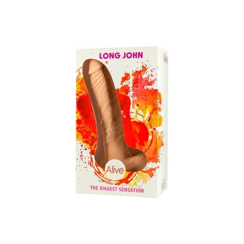 Dildo realistico ALIVE Long John 21,8 cm con ventosa, colore pelle, vene dettagliate e consistenza setosa