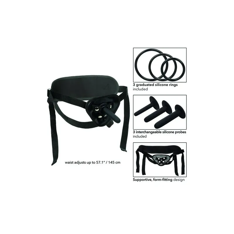 Kit de chevilles en silicone CalExotics avec trois sondes progressives et harnais ajustable, pour une exploration intime en douc