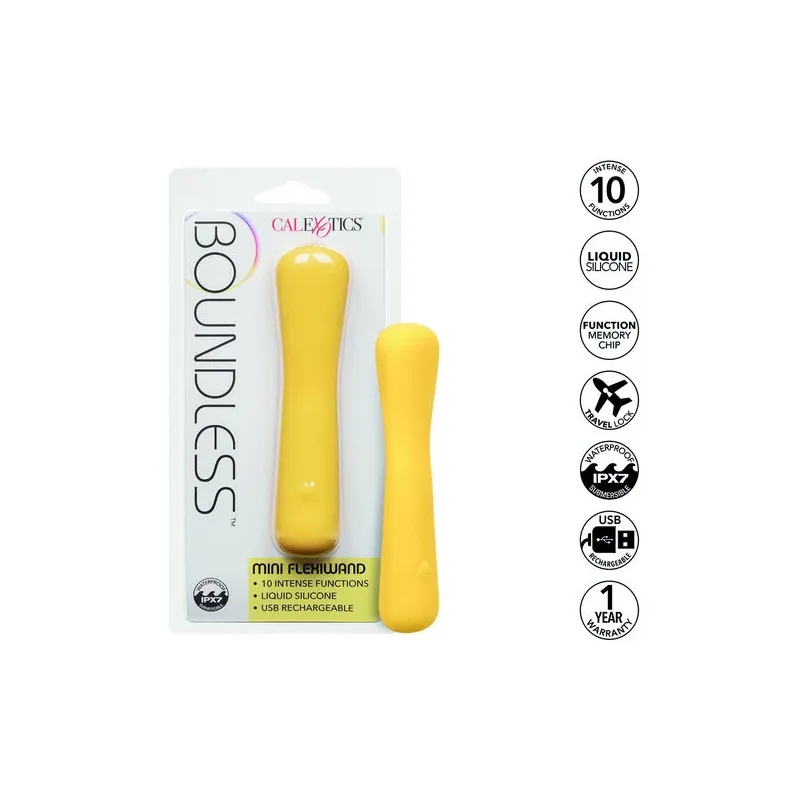 Mini masseur flexible CalExotics Boundless FlexiWand en silicone violet avec 10 modes vibrants
