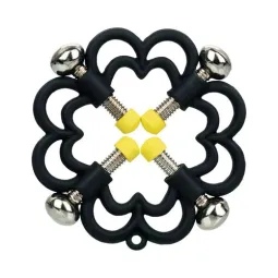 Adjustable nipple clamp CalExotics silver metal with 4-point screw, top view.
