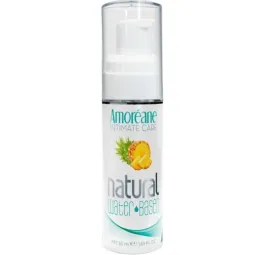 Water-based lubricant pineapple flavor 50ml - Amoreane - Clear bottle with yellow liquid