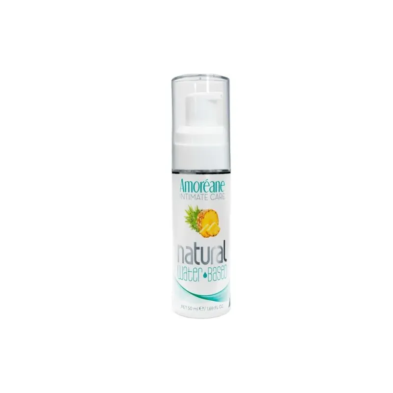 Wasserbasiertes Gleitgel mit Ananasduft 50ml - Amoreane - Transparente Flasche mit gelber Flüssigkeit