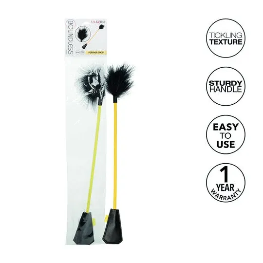 CalExotics Boundless Récolte de Plumes plumeau à double extrémité avec cravache en fausse fourrure, jeu sensoriel.
