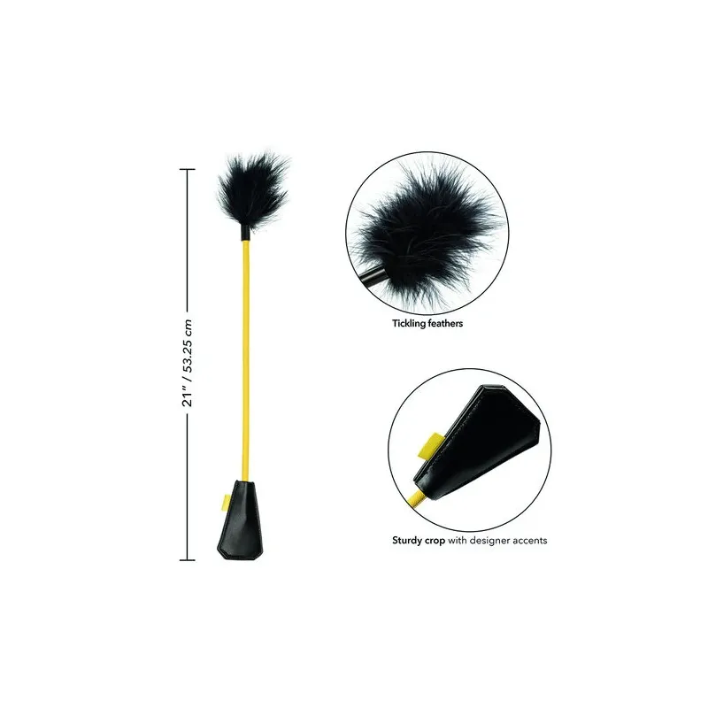 CalExotics Boundless Récolte de Plumes plumeau à double extrémité avec cravache en fausse fourrure, jeu sensoriel.