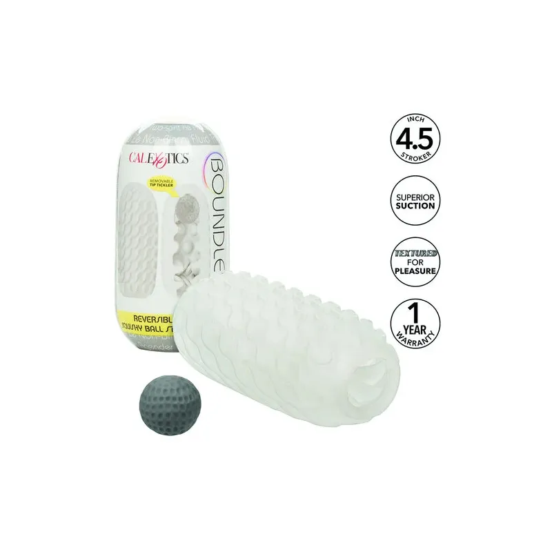 CalExotics Boundless stimolatore reversibile squishy ball giallo - vista d'insieme con palla morbida rimovibile e texture lisce 