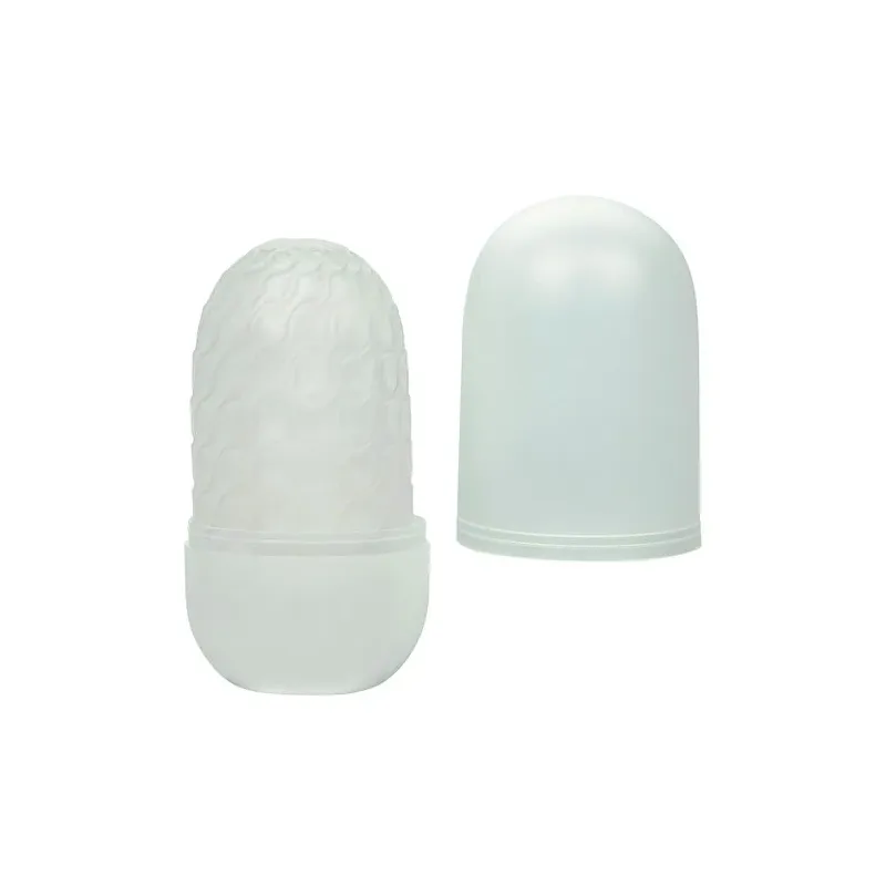 CalExotics Boundless reversible squishy ball stroker yellow - overview with removable soft ball and smooth and ribbed textures.