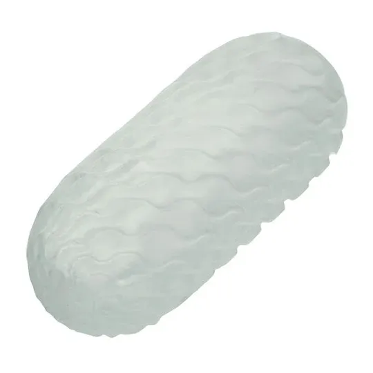CalExotics Boundless reversible squishy ball stroker yellow - overview with removable soft ball and smooth and ribbed textures.
