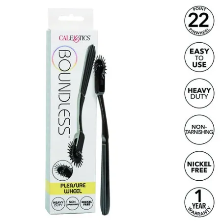 Roue de plaisance CalExotics en alliage argenté avec 22 points rotatifs pour stimulation sensorielle