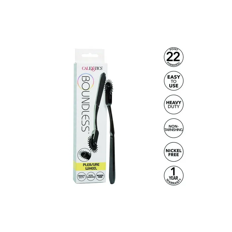 Roue de plaisance CalExotics en alliage argenté avec 22 points rotatifs pour stimulation sensorielle